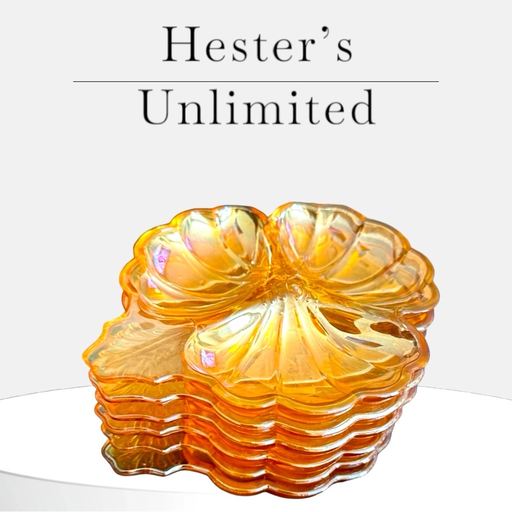 Carnival Glass Doric Jeanette Marigold Dishes (x6)